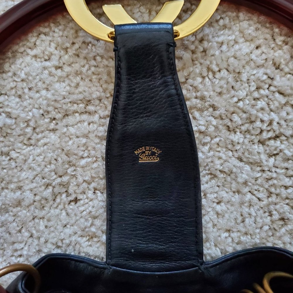Black Leather Tortoise Vintage Gucci Handbag - Picture 4 of 11